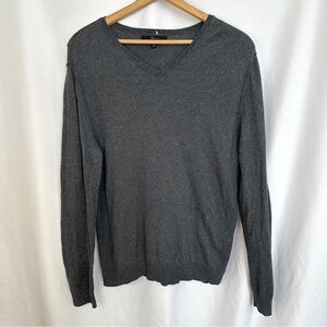 Marc Anthony Sweater Mens Large Cotton Cashmere Blend Vneck Pullover Gray Casual